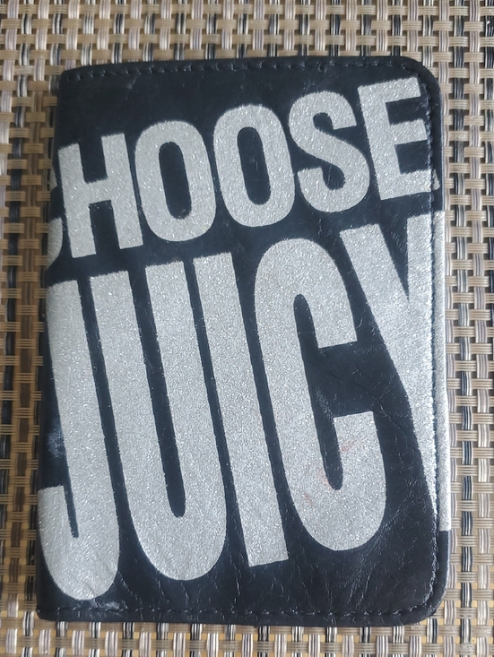 Juicy Couture Handbags - Vintage Juicy Couture Silver Glitter CHOOSE JUICY Leather Passport Wallet